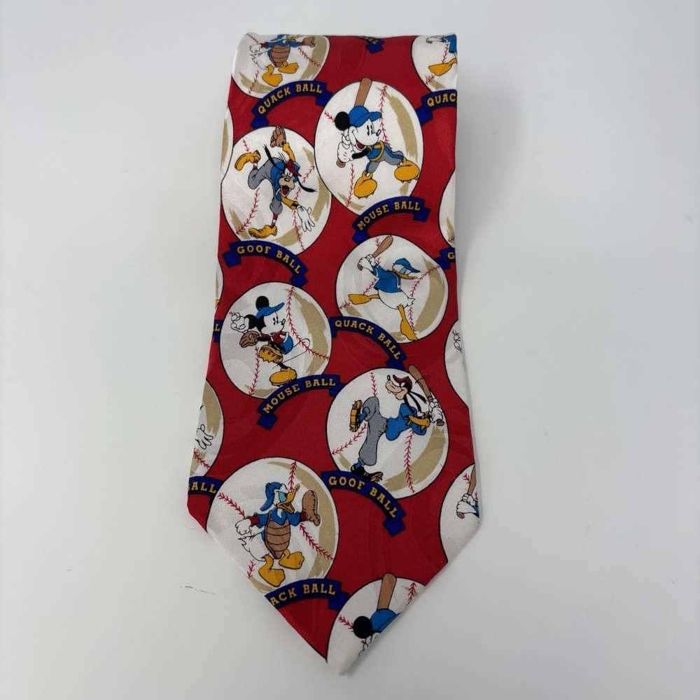 VTG Rare Walt Disney Mickey Mouse Men's Silk Necktie Baseball 56x4